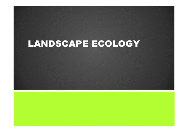 경관 생태학 LANDSCAPE ECOLOGY-1페이지