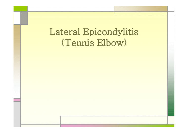 Lateral Epicondylitis (Tennis Elbow)-1페이지