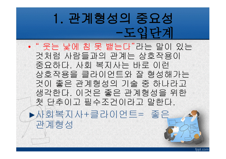 대인관계 형성기술(관계론) - 웃는 낯에 침 못 뱉는다 - 관계형성의 중요성 원조관계의 기본원칙 - 인문/교육