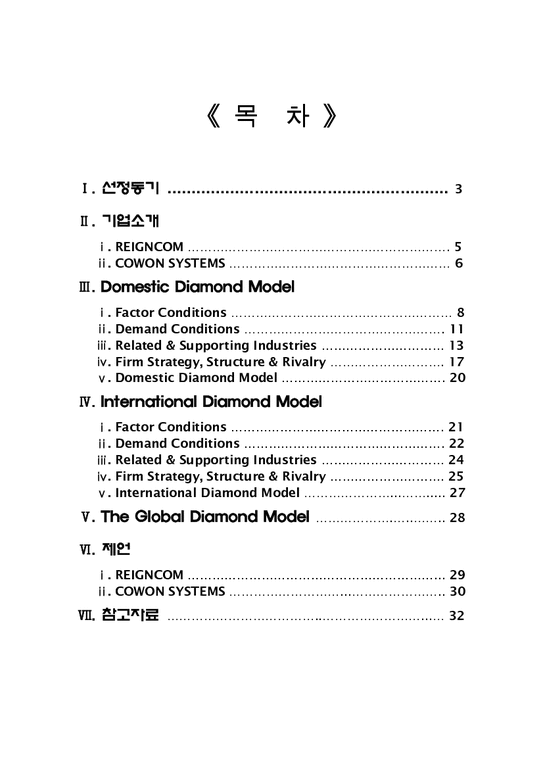 국제경영  레인콤과 코원시스템 더블 다이아몬드 모델-1페이지