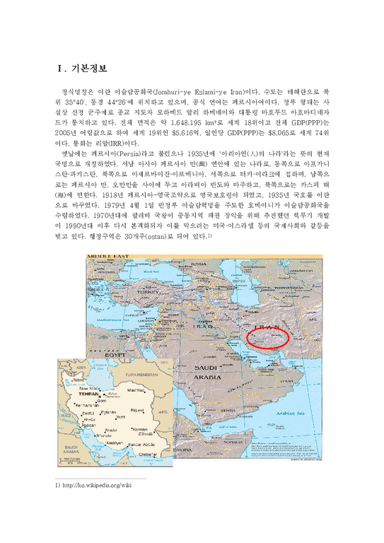 중동정치  이란 국가정보-1페이지
