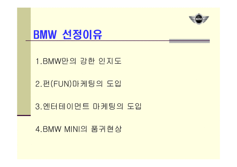 마케팅  BMW 미니 쿠퍼(쿠페)의 성공전략 분석-3페이지