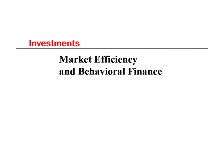 투자론  재무관리  효율적 시장가설(EMH)와 이례현상  행동 심리학적 재무 연구  펀드매니져 성과분석 입니다.-1페이지