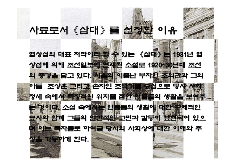 문학  1920년대 조선의 생활상 -염상섭의 삼대를 중심으로-3페이지