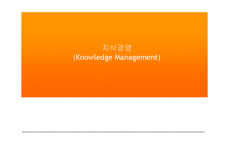 경영의이해  지식경영(Knowledge Management)-1페이지