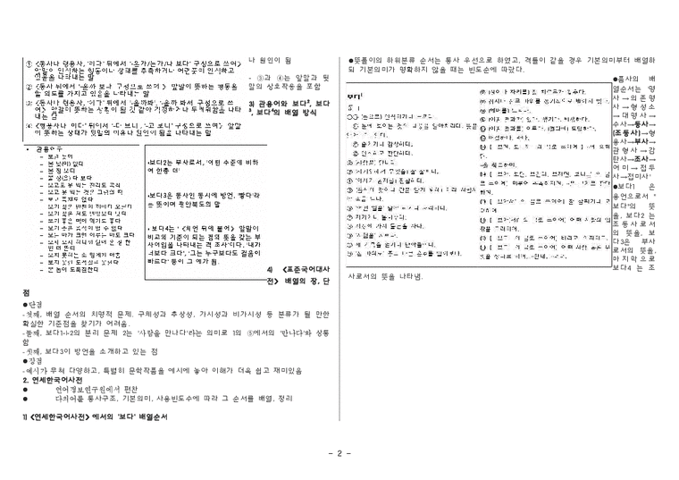 한국어 의미론  사전 배열순서와 원리 -표준국어대사전과 연세한국어사전에서 `보다`의 다의어 중심으로-2페이지