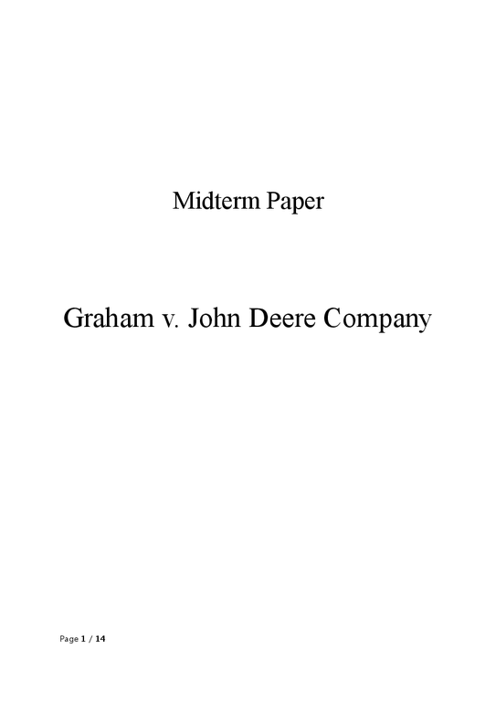 Graham v. John Deere Company 사례(영문) 사회과학