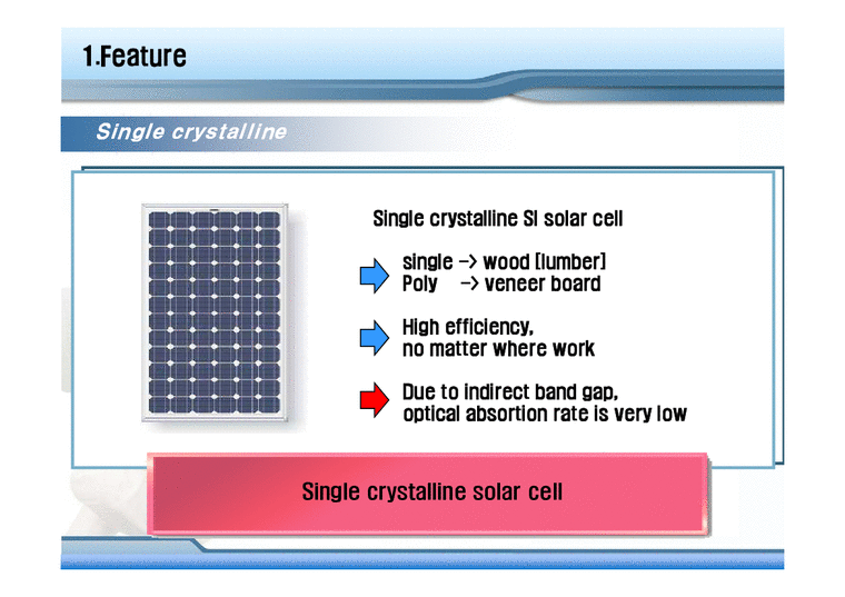 Single crystalline Silicon Solar cell 자연/공학