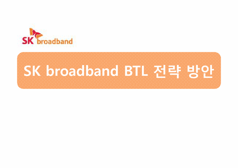 SK broadband(SK브로드밴드) BTL 전략 방안-1페이지