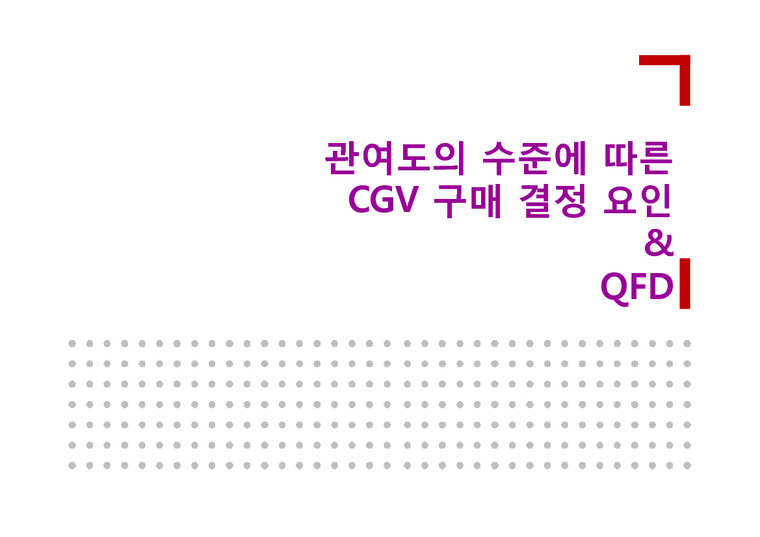 관여도의 수준에 따른 CGV구매 결정요인과 QFD-1페이지