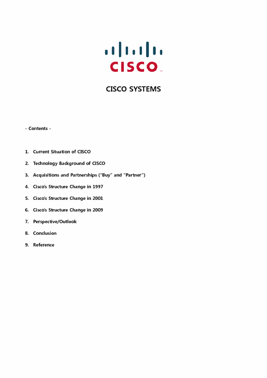 조직설계  CISCO(시스코) SYSTEMS의 조직설계 분석(영문)-1페이지
