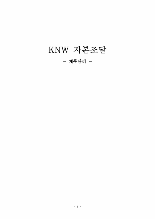 재무관리  KNW 자본조달-1페이지
