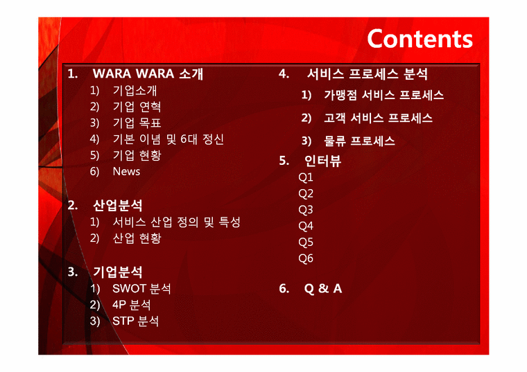 생산관리  서비스 프로세스 수작요리주가 WARA WARA(와라와라) 기업분석-2페이지