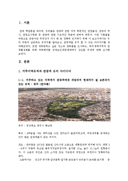 관광학원론  대구 경북지역의 관광활성화 방안-3페이지