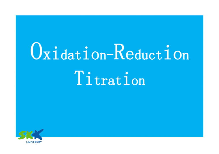 화학공학  산화 환원 적정 실험(Oxidation-Reduction Titration)(영문)-1페이지
