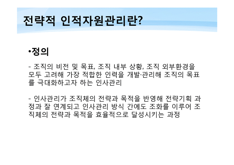 전략적 인적자원관리 - 경제경영
