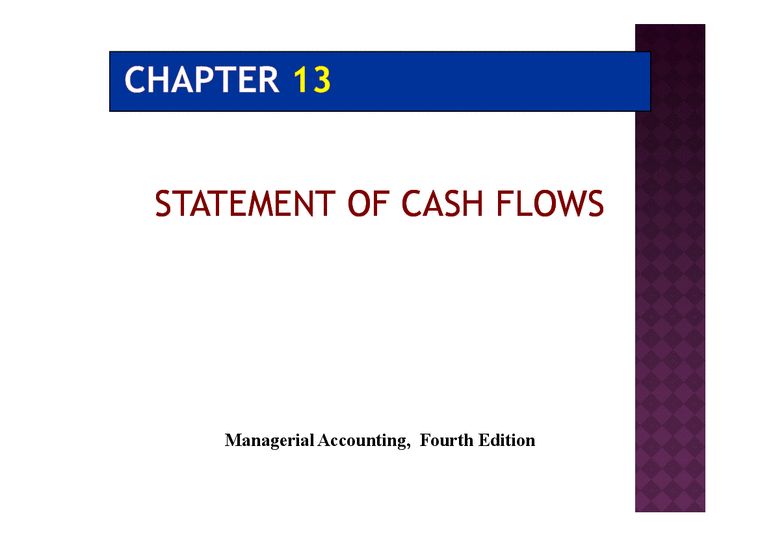 관리회계  현금흐름표(STATEMENT OF CASH FLOWS)(영문)-1페이지