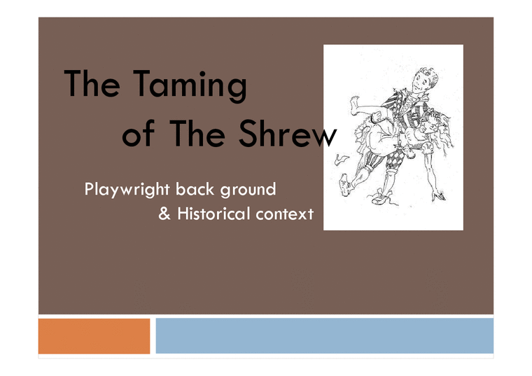 말괄량이 길들이기(The Taming of the Shrew) 작품 연구(영문)-1페이지