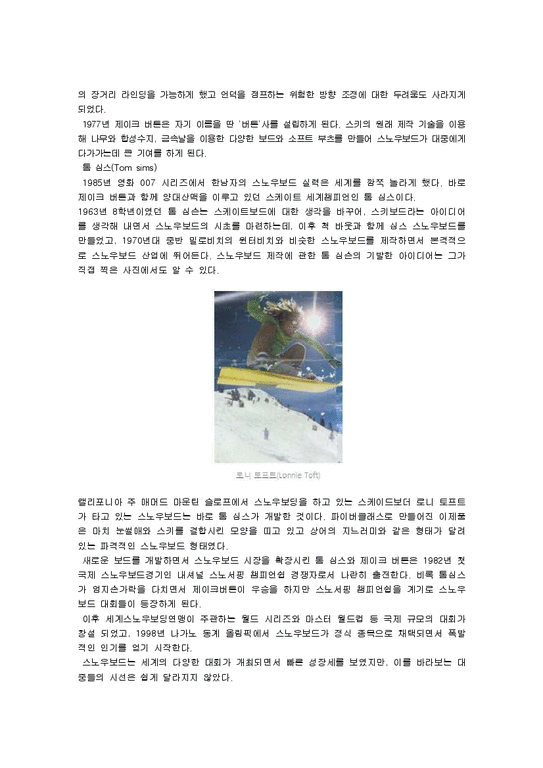 겨울스포츠 - 스노우보드의 역사  스노우보드의 장비  스노우보드의 규칙  스노우보드의 용어-3페이지