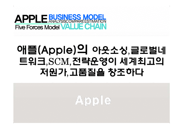 애플(Apple)의 아웃소싱 글로벌네트워크 SCM 전략운영이 세계최고의 저원가 고품질을 창조하다-1페이지