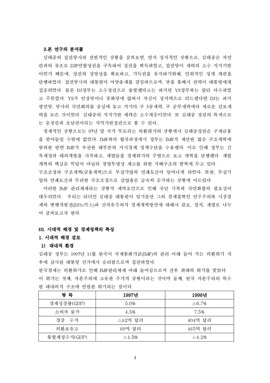 졸업 김대중대통령의 경제정책에서의 리더십-4페이지
