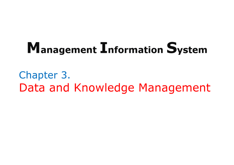 Chapter 3. Data and Knowledge Management - 경제경영