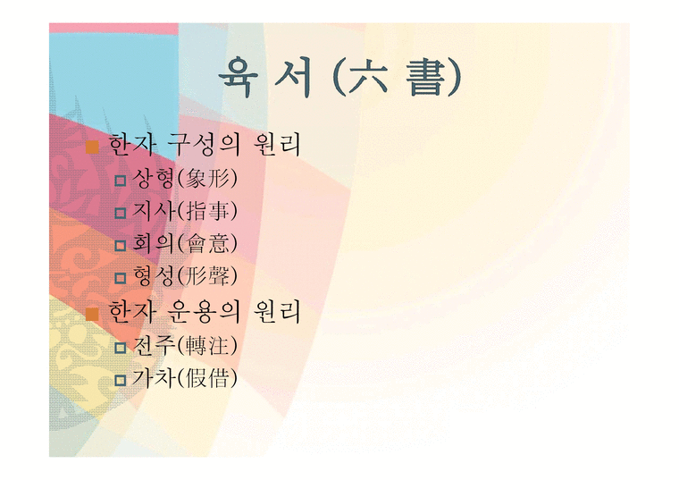 인문 한자의 육서(六書) - 인문/교육