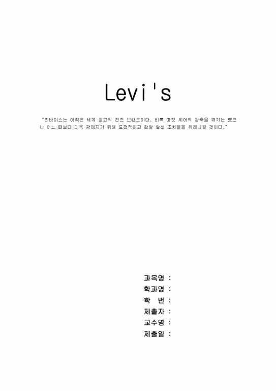 마케팅  Levis 리바이스-1페이지