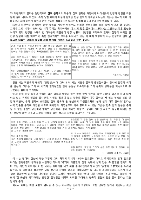 추풍령(秋風嶺) 박봉우(朴鳳宇) - 시적 경향과 변모양상 & 문학사적 의의와 한계-2페이지