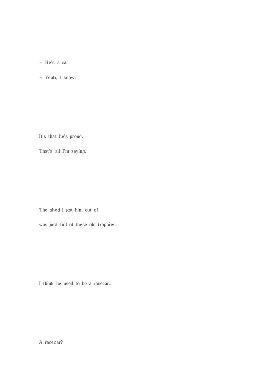 영문 Herbie Fully Loaded 허비 첫 시동을 걸다 영화 대사 독후감/감상문