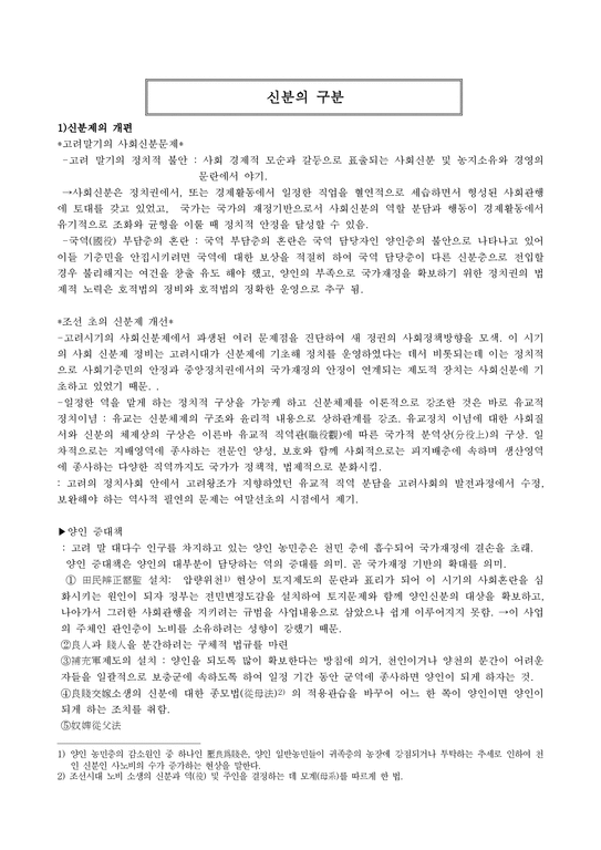교육학 한국사 신분의 구분-1페이지