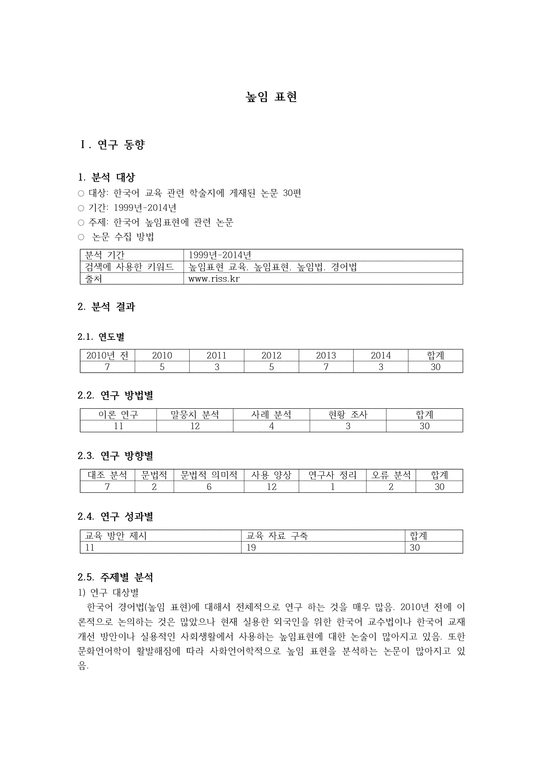 높임 표현 국어문법과 한국어 문법의 차이 연구 높임 표현 교수법 중심-1페이지